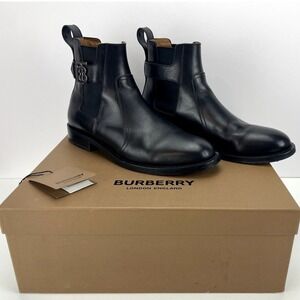 Mens BURBERRY (10) Luke Chelsea Ankle Boot Black Leather Buckle Dandy London